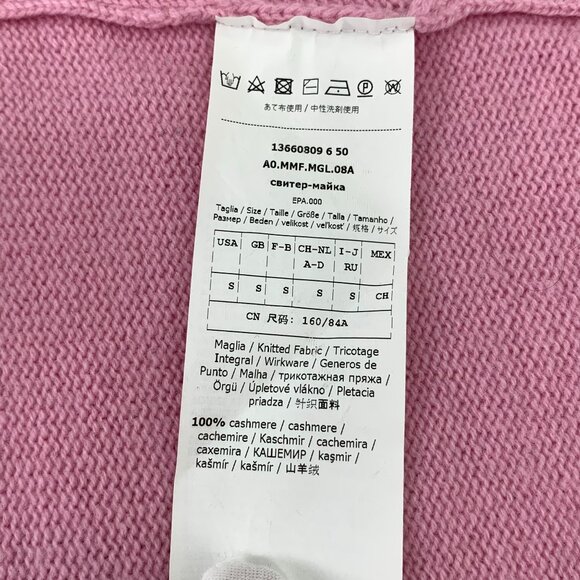 MaxMara Pink Crewneck Knit Sweater With Green Embroidered "M" Logo - Picture 7 of 7